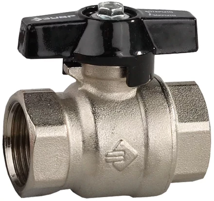 Кран шаровой ЗУБР полнопроходной &quot;мама-мама&quot;, бабочка, хромиров латунь, 3/4&quot; 4-51323-C-3/4 купить в Перми