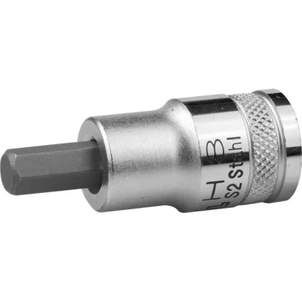 Торцовая бита-головка KRAFTOOL &quot;INDUSTRIE QUALITAT&quot;, материал S2, HEX, сатинированная, 1/2&quot;, H8 27908-08_z01 купить в Перми