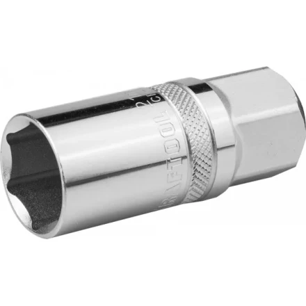 Торцовая головка KRAFTOOL &quot;INDUSTRIE QUALITAT&quot;, свечная с магнитом, Cr-V, FLANK, хромосатинированная, 1/2&quot;, 21 мм 27813-21_z01 купить в Перми