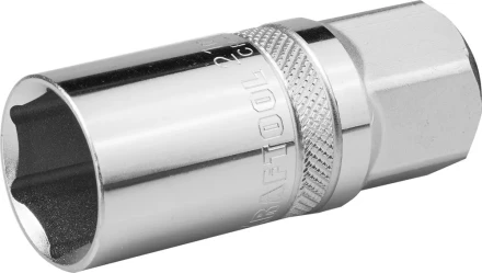 Торцовая головка KRAFTOOL &quot;INDUSTRIE QUALITAT&quot;, свечная с магнитом, Cr-V, FLANK, хромосатинированная, 1/2&quot;, 21 мм 27813-21_z01 купить в Перми