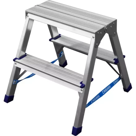 Лестница-стремянка двухсторонняя алюминиевая, СИБИН 38825-02, 2 ступени 38825-02 купить в Перми