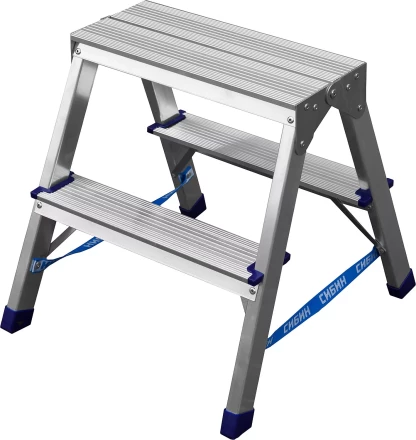 Лестница-стремянка двухсторонняя алюминиевая, СИБИН 38825-02, 2 ступени 38825-02 купить в Перми