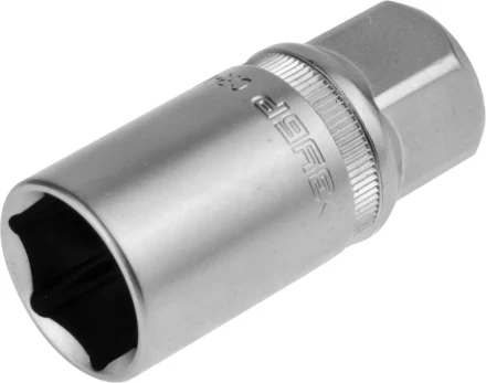 Торцовая головка ЗУБР &quot;МАСТЕР&quot; свечная с резиновой вставкой (1/2&quot;), Cr-V, FLANK, хроматированное покрытие, 21мм 27728-21 купить в Перми