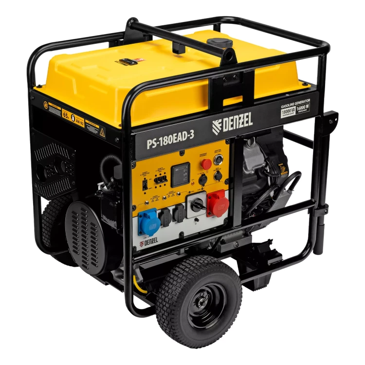 Генератор бензиновый Denzel PS-180EAD-3, 18 кВт,230/400 В, 65л, разъём ATS,перекл.режима,эл.старт купить в Перми