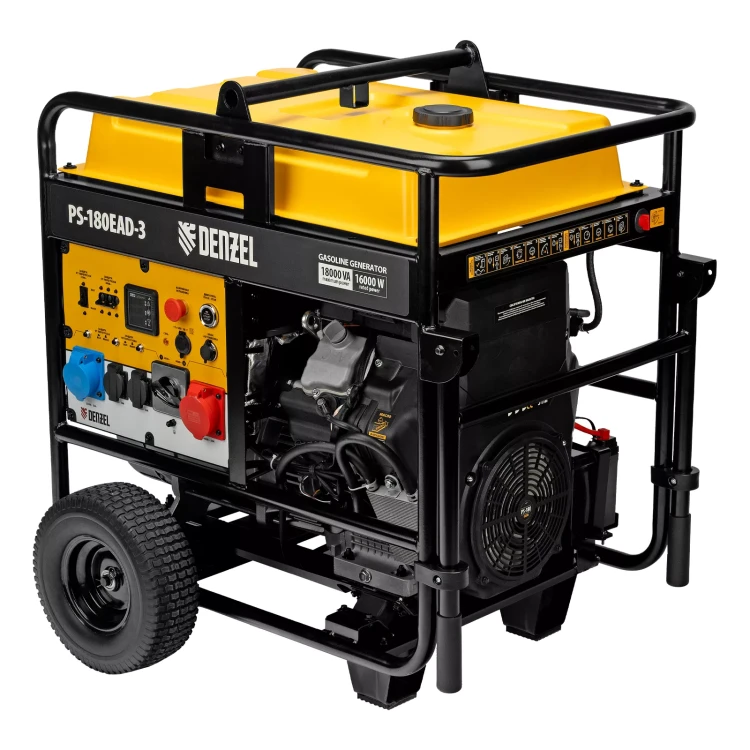 Генератор бензиновый Denzel PS-180EAD-3, 18 кВт,230/400 В, 65л, разъём ATS,перекл.режима,эл.старт купить в Перми
