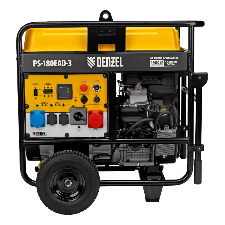 Генератор бензиновый Denzel PS-180EAD-3, 18 кВт,230/400 В, 65л, разъём ATS,перекл.режима,эл.старт купить в Перми