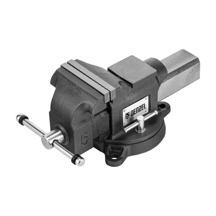 Тиски слесарные BVH-125, 125 мм, поворотные, стальная направляющая, с наковальней //Denzel 18684 купить в Перми