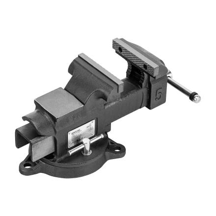 Тиски слесарные BVH-125, 125 мм, поворотные, стальная направляющая, с наковальней //Denzel 18684 купить в Перми