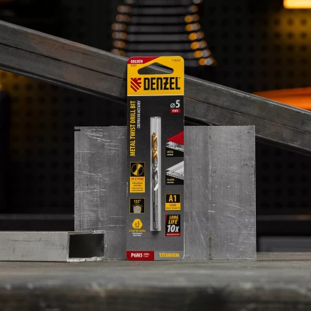 Сверло спиральное по металлу Denzel 5 x 86 мм, Р6М5, Golden Tip, 718233 купить в Перми