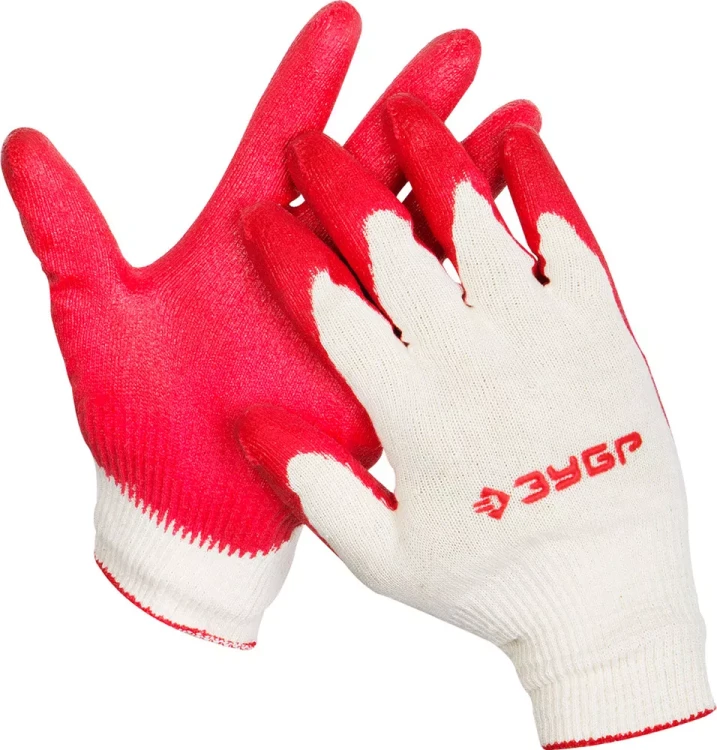 Перчатки ЗУБР "МAСTEP" трикотажные, х/б, обливная ладонь из латекса, S-M 11458-S купить в Перми
