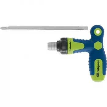 Отвертка реверсивная Т-образная комбинированная PH2/SL6, CrV Сибртех 13364 купить в Перми