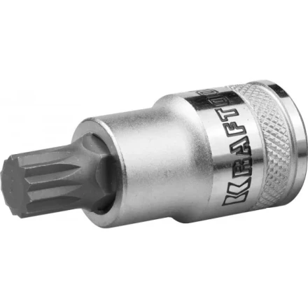 Торцовая бита-головка KRAFTOOL &quot;INDUSTRIE QUALITAT&quot;, материал S2, SPLINE, сатинированная, 1/2&quot;, M12 27911-12_z01 купить в Перми