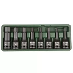 Торцовые головки KRAFTOOL "INDUSTRIE QUALITAT" ударные в наборе, (1/2"), Cr-Mo, фосфат., HEX, H5-H17, 8 шт. 27950-H8