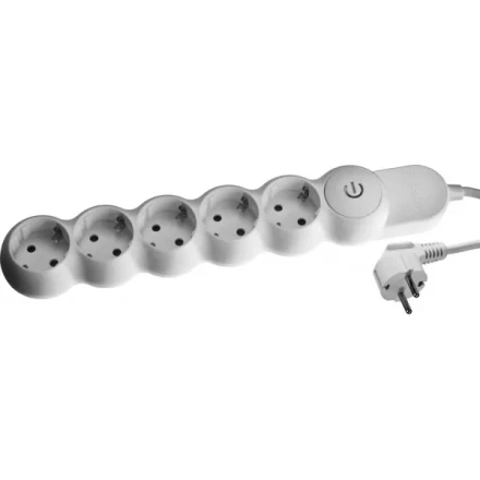 Удлинитель ЗУБР &quot;МАСТЕР&quot; электрический, ПВС сечение 1кв мм, выкл, заземл, защитная шторка, 5 гнезд, макс мощн 3500Вт, 5м 55059-5 купить в Перми