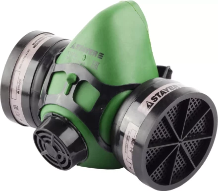 Полумаска STAYER &quot;MASTER&quot; фильтрующая противогазная, в комплекте с фильтрами А1 11175 купить в Перми