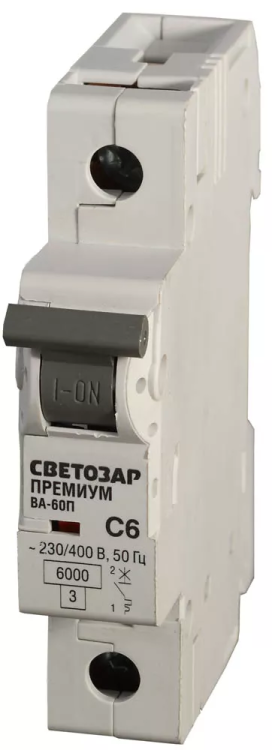 Выключатель автоматический СВЕТОЗАР "ПРЕМИУМ" 1-полюсный, 50 A, "C", откл. сп. 6 кА, 230 / 400 В SV-49021-50-C купить в Перми