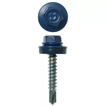 Саморезы ЗУБР &quot;ПРОФЕССИОНАЛ&quot; окраш., RAL 5005 синий насыщен., для крепл. кров. матер. к дерев. обреш., 4.8x29мм, 400шт 4-300315-48-029-5005 купить в Перми