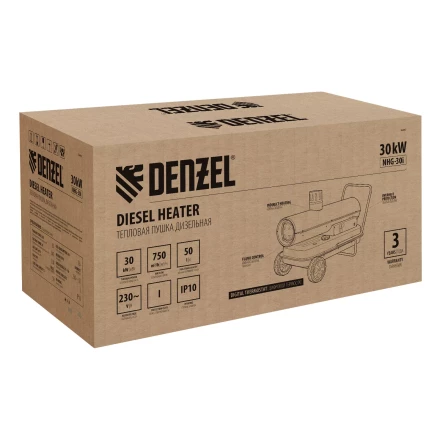 Дизельная тепловая пушка Denzel NHG-30i, 30 кВт, 750 м3/ч, непрямой нагрев, цифровой термостат купить в Перми