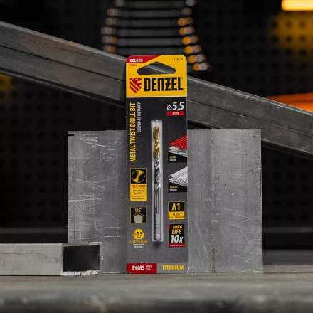 Сверло спиральное по металлу Denzel 5,5 x 93 мм, Р6М5, Golden Tip 718234 купить в Перми