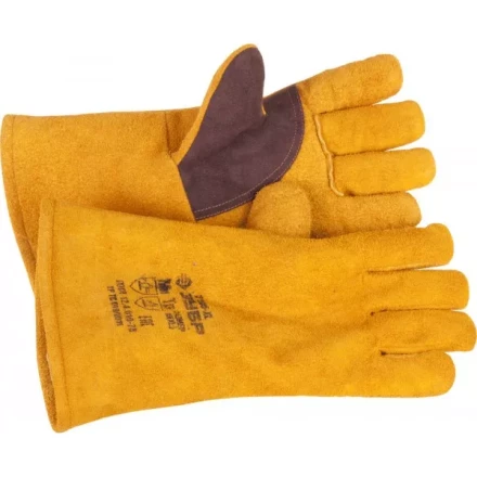 Термостойкие краги ЗУБР для сварки и тяжелых механических работ, утепленные, спилковые, 350мм 11335-XL купить в Перми