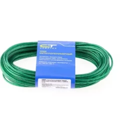Трос металлополимерный зеленый ПР-2.5 2,5 мм толщина моток 20 м СИБРТЕХ 47646