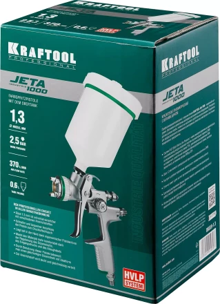 Краскопульт пневматический KRAFTOOL &quot;PRO&quot; Jeta 1000, HVLP, c верхним бачком, 1,3мм 06559-1.3 купить в Перми