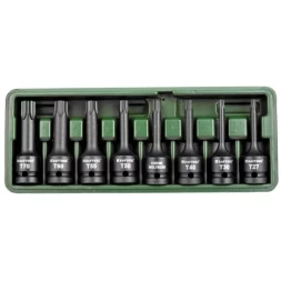 Торцовые головки KRAFTOOL "INDUSTRIE QUALITAT" ударные в наборе, (1/2"), Cr-Mo, фосфат., TORX, T27-T70, 8 шт. 27952-H8