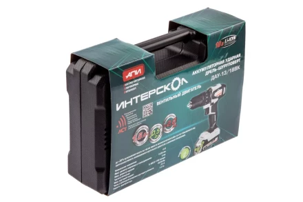 Аккумуляторная дрель-шуруповерт ИНТЕРСКОЛ ДАУ-13/18ВК (573.1.2.70) Li-ion АПИ (кейс, 2 х 1,5Ач, ЗУ) купить в Перми