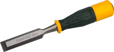 Стамеска KRAFTOOL &quot;EXPERT&quot; упрочненное полотно, ударочпрочная двухкомп ручка, стальной затыльник для ударных работ,20мм 1815-20_z01 купить в Перми