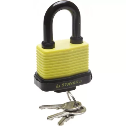 Замок STAYER &quot;MASTER&quot; навесной, всепогодный, пластиковая защита корпуса, с закаленной дужкой,на карточке, 60мм 37140-50 купить в Перми