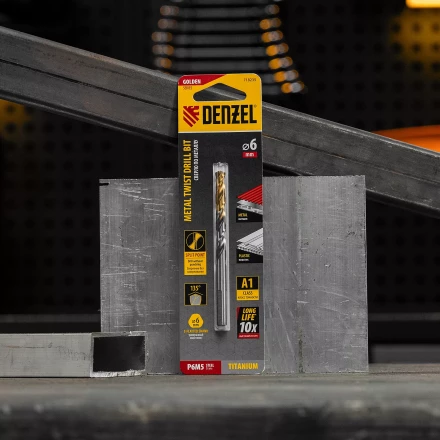 Сверло спиральное по металлу Denzel 6 x 93 мм, Р6М5, Golden Tip, 718235 купить в Перми
