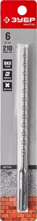 Бур по бетону SDS-Plus ЗУБР &quot;МАСТЕР&quot;, 2 резца, спираль 4С, 6х210мм 29315-210-06 купить в Перми