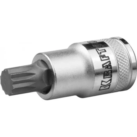 Торцовая бита-головка KRAFTOOL &quot;INDUSTRIE QUALITAT&quot;, материал S2, SPLINE, сатинированная, 1/2&quot;, M10 27911-10_z01 купить в Перми