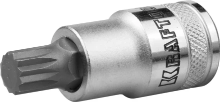 Торцовая бита-головка KRAFTOOL &quot;INDUSTRIE QUALITAT&quot;, материал S2, SPLINE, сатинированная, 1/2&quot;, M10 27911-10_z01 купить в Перми