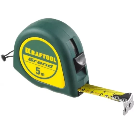 Рулетка KRAFTOOL GRAND, обрезиненный пластиковый корпус, 5м/19мм 34022-05-19 купить в Перми