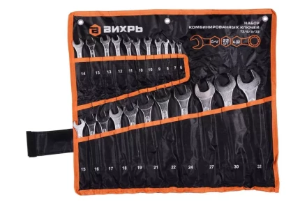 Набор комбинированных ключей 22 шт. 6 - 32, в чехле Вихрь 73/6/5/15 купить в Перми