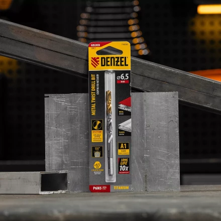 Сверло спиральное по металлу Denzel  6,5 x 100 мм, Р6М5, Golden Tip 718236 купить в Перми