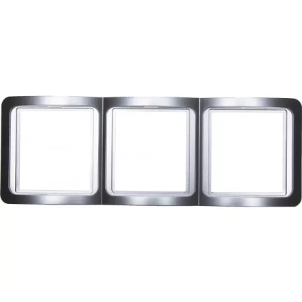 Панель СВЕТОЗАР &quot;ГАММА&quot; накладная, вертикальная, цвет светло-серый металлик, 3 гнезда SV-54149-SM купить в Перми