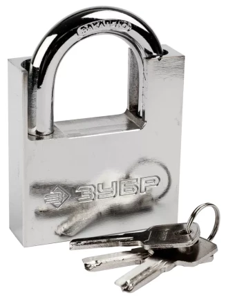 Замок ЗУБР &quot;ЭКСПЕРТ&quot; навесной, стальной корпус, закаленная дужка, с дополнительной защитой, 70мм 37223-70 купить в Перми