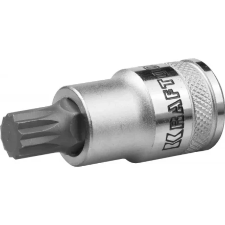 Торцовая бита-головка KRAFTOOL &quot;INDUSTRIE QUALITAT&quot;, материал S2, SPLINE, сатинированная, 1/2&quot;, M14 27911-14_z01 купить в Перми