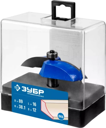 ЗУБР 89 x 16 мм, радиус 38.1 мм, фреза фигирейная №2, Профессионал (28761-89) купить в Перми