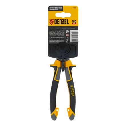 Плоскогубцы комбинированные 180 мм Denzel 17081, трехкомпонентные рукоятки купить в Перми