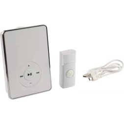 Звонок СВЕТОЗАР "ЛЮБИМАЯ МЕЛОДИЯ" электрический беспроводной 200м, 16 полиф. мелодий, запись мелодий, MP3 плеер, кнопка IP44, CR2032, 3AA 58075