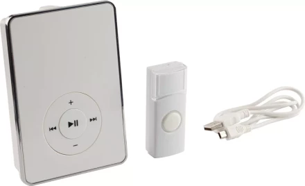 Звонок СВЕТОЗАР &quot;ЛЮБИМАЯ МЕЛОДИЯ&quot; электрический беспроводной 200м, 16 полиф. мелодий, запись мелодий, MP3 плеер, кнопка IP44, CR2032, 3AA 58075 купить в Перми