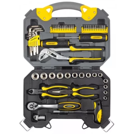 Набор инструментов STAYER &quot;PROFI&quot; универсальный, высококачественная CRV сталь, хромированное покрытие, 56 предметов 27710-H56 купить в Перми