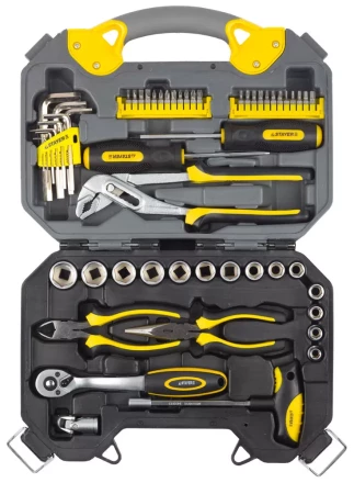 Набор инструментов STAYER &quot;PROFI&quot; универсальный, высококачественная CRV сталь, хромированное покрытие, 56 предметов 27710-H56 купить в Перми