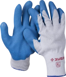Перчатки трикотажные ЗУБР, с утолщённым рельефным латексным покрытием, Профессионал (11260-L)