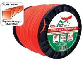 Леска для триммера SQUARE TWIST (квадрат крученый) катушка 3,0ММХ220М купить в Перми