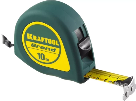 Рулетка KRAFTOOL GRAND, обрезиненный пластиковый корпус, 10м/25мм 34022-10-25 купить в Перми