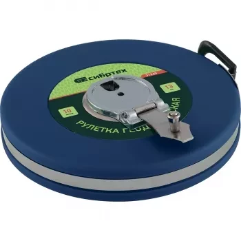 Рулетка геодезическая 50 м х 13 мм СИБРТЕХ закрытый корпус,фиберглассовая лента 31263 купить в Перми